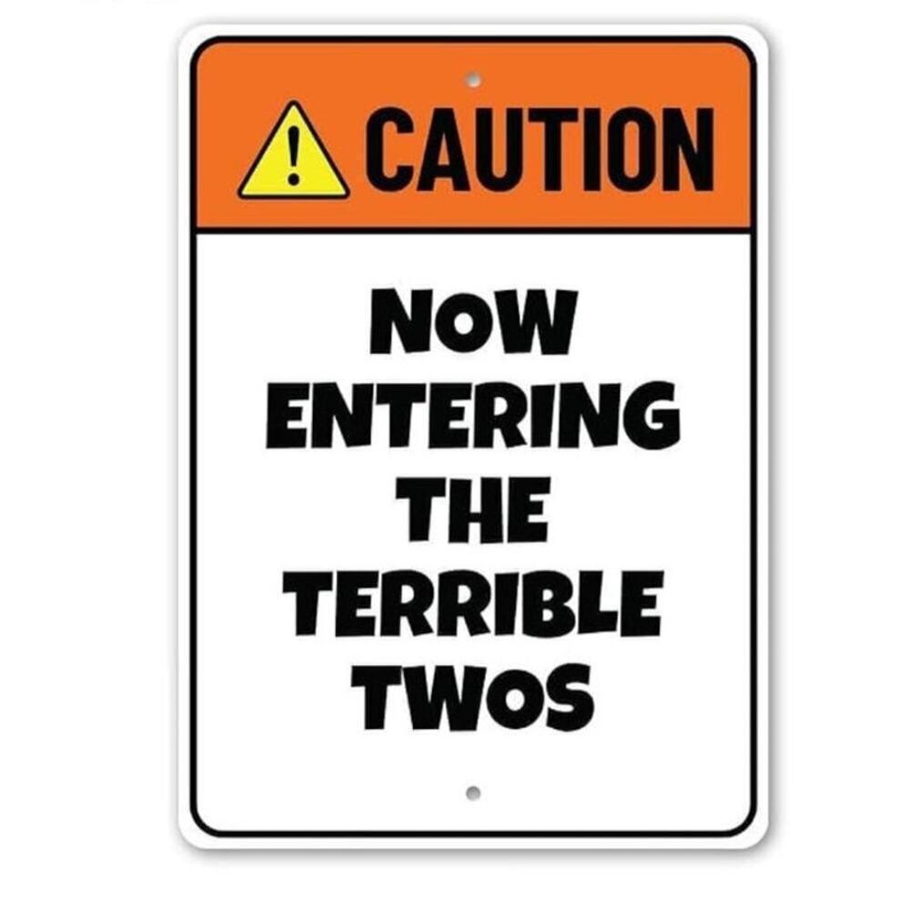 Caution: Now Entering The Terrible Twos, Idea Sign, Couple's Aluminum Sign